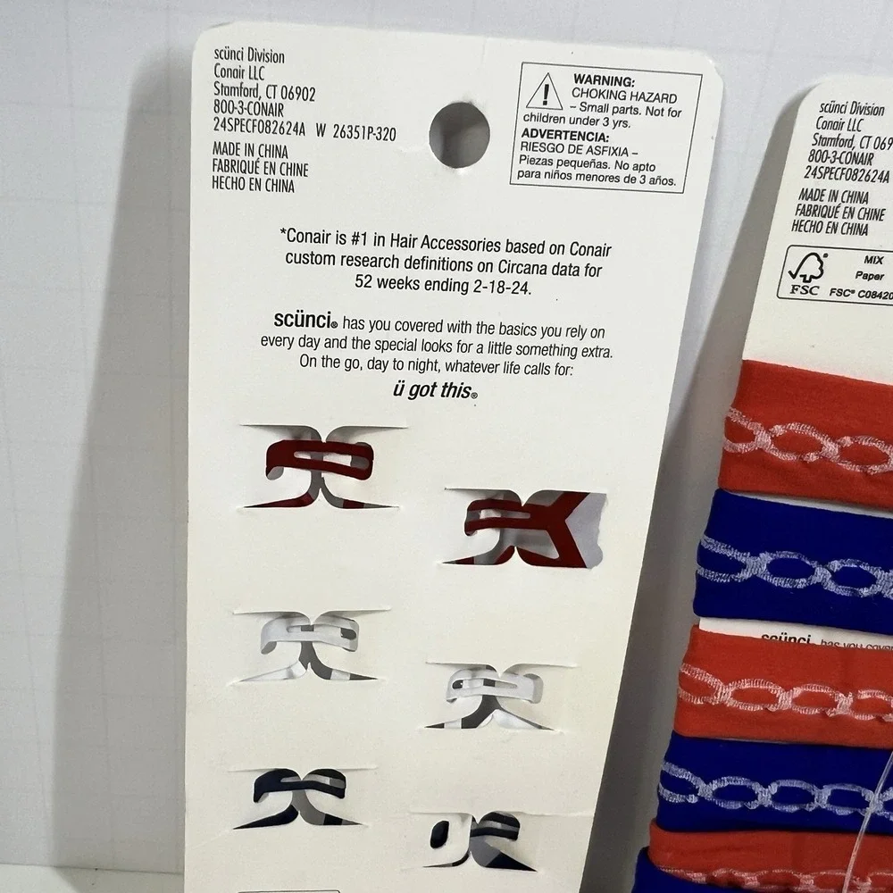 Scunci Patriotic Hair Clip Bundle 4th July Stars Ponytailers‎ New Red White Blue